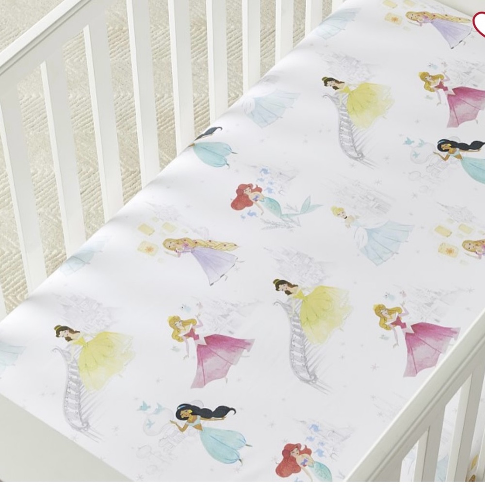 Pottery Barn Kids Disney Princess Castles Organic Crib Fitted Sheet